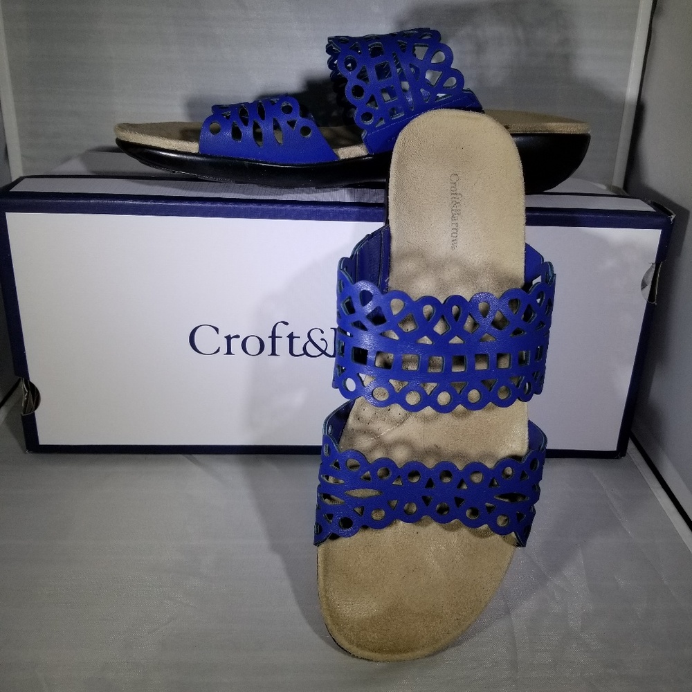 Croft & Barrow Becky sandal, Navy, 8